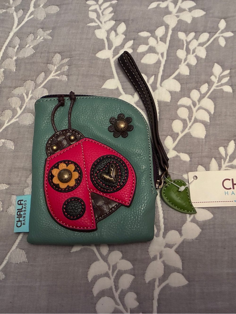 NWT Chala Teal Ladybug Wristlet Wallet